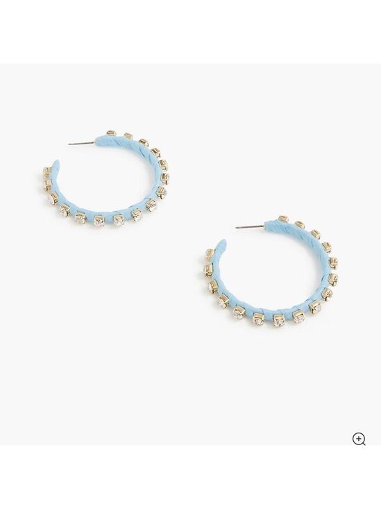 J. Crew Jewelry - J.Crew-Woven rhinestone wrapped hoop earrings-blue-NWT